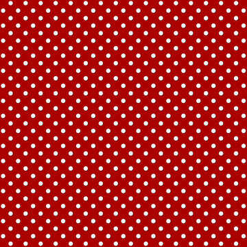 Patr&oacute;n cl&aacute;sico de lunares blancos sobre fondo rojo