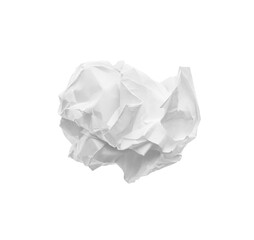 Crumpled sheet of paper isolated on white, top view