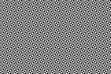Patrón de cuadrados con círculos interiores formados por mitades en blanco y negro ordenados alternadamente