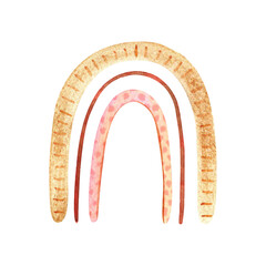 Watercolor pink pastel rainbow isolated on white background. Poster for baby nursery room