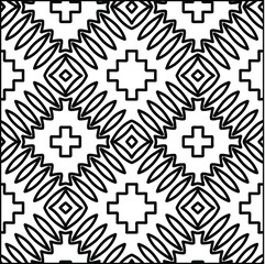 Geometric vector pattern with triangular elements. Seamless abstract ornament for wallpapers and backgrounds. Black and white colors.