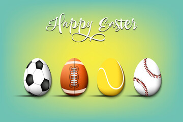 Happy Easter. Set eggs in the form of sport balls