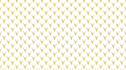 abstract seamless golden deer head with antler  pattern on white color background