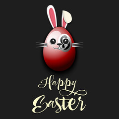 Happy Easter. Rabbit in the form of billiard ball