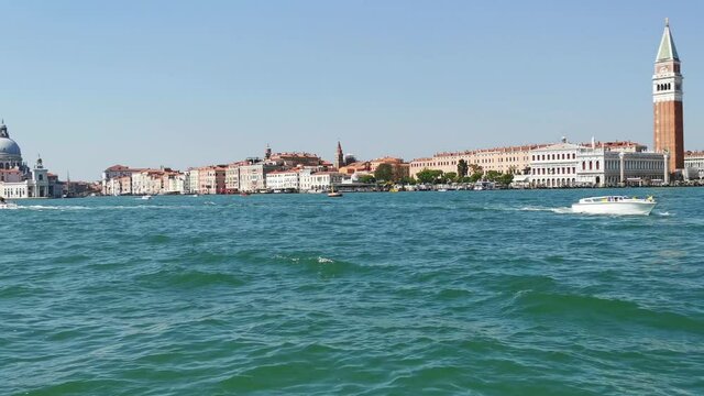 Punta della Dogana and St. Mark campanile, Venice, Italy