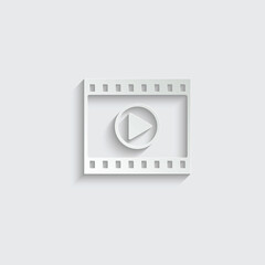 paper play icon. Video play symbol. Vector icon for website design, app. 