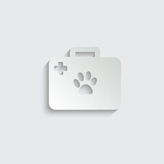 paper veterinarian icon. animal medicine bag icon