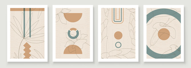 Abstract Organic Wall Art. Mid Century Modern Design. A trendy set of Abstract Hand Painted Illustrations for Wall Decoration, Social Media Banner, Brochure Cover Design. Minimal and Natural Wall Art.