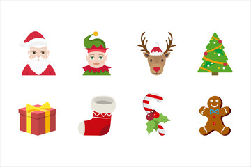 Vector Set Of Christmas Elements Isolated On White Background