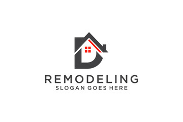 Letter D for Real Estate Remodeling Logo. Construction Architecture Building Logo Design Template Element.