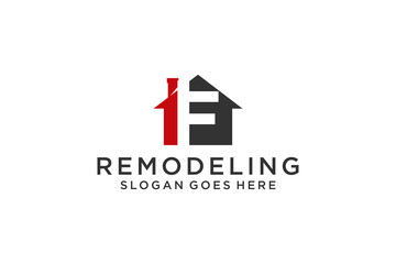 Letter F for Real Estate Remodeling Logo. Construction Architecture Building Logo Design Template Element.