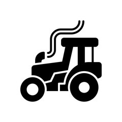 Vector illustration of tractor icon. Simple tractor with glyph design style