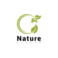 Nature concept with leaf logo vector template.