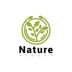 Nature concept with leaf logo vector template.