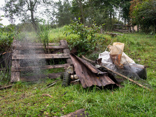 A bunch of trash collected in a farm near the town of Arcabuco, in the central Andean mountains of Colombia.