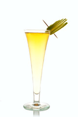 refreshing green cocktail on white background