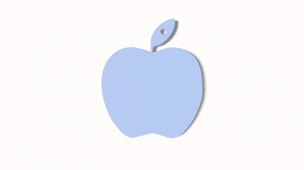 Green apple - whole and cut fruit 3d-illustration 3d-rendering