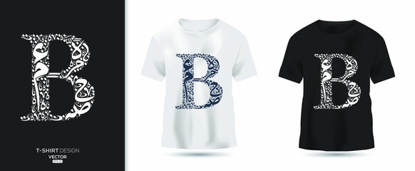 Creative (B) Letter contain Random Arabic Letters Without specific meaning in English ,t-shirt design, Vector illustration. © khaled