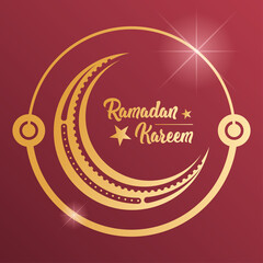 Golden arab moon. Ramadan Kareem poster - Vector illustration