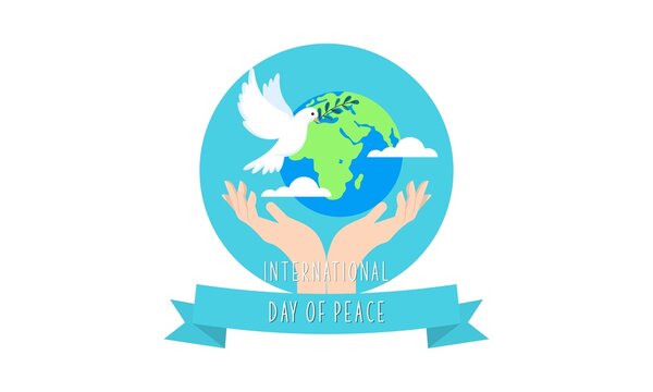 International day of peace with dove. Peace day background with dove 