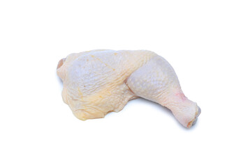 Naklejka premium Raw chicken leg isolated on white background with clipping path