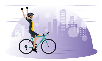 Man riding a route bicycle - Vector illustration