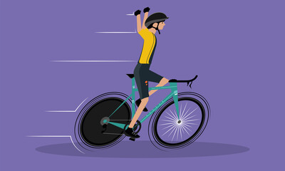 Fototapeta na wymiar Man riding a route bicycle - Vector illustration