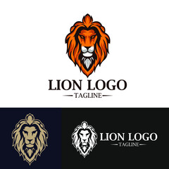 Lion set. Color, realistic portrait of a lion's head on a white background.