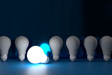 Light bulb bright lamp fluorescent electronic power creative graphic  teamwork group idea technology business economy strategy leader brainstorming opportunity innovation future different .3d render
