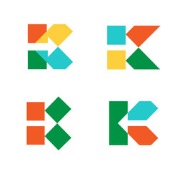 initial letter k with arrow colorful logo collection vector illustration