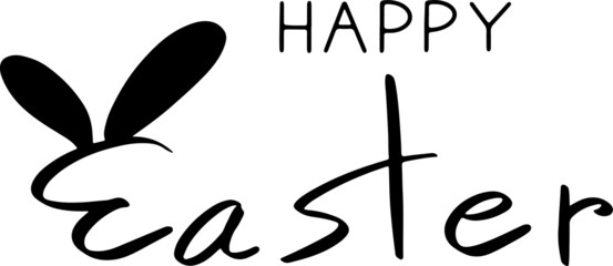 Obraz premium Happy easter egg bunny rabbit font lettering calligraphy handwritten vector ornament decoration white isolated colorful background decoration celebration festival april spring holiday lifestyle. 