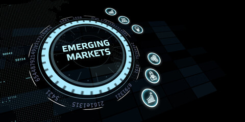 Business, Technology, Internet and network concept. virtual screen of the future and sees the inscription: Emerging markets