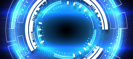 Technology background, color and waves of the future line and text.