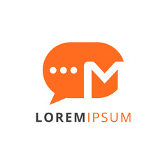 m logo template, letter m chat app