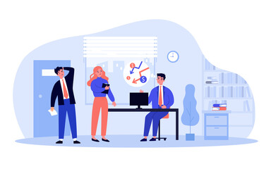Businessman thinking of financial crisis. Sad office people, problems at work flat vector illustration. Financial crisis, bankruptcy, money loss concept for banner, website design or landing web page