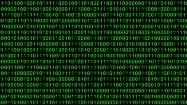 Random animation of digital numbers, binary code (lateral motion)