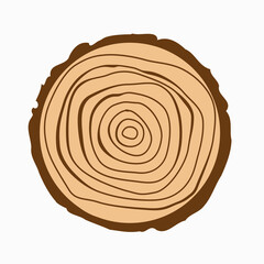 Vector illustration of log isolated on white background. Cross section of the tree. Wood icon.