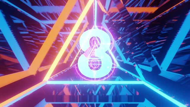 Countdown with neon numbers.