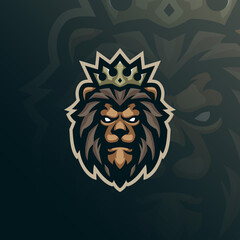 Obraz premium Lion mascot logo design vector with modern illustration concept style for badge, emblem and tshirt printing. Lion king illustration for sport and esport team.