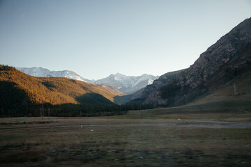 Valleyin sunset in Altai Mountains, Siberia, Russia.
