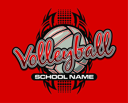 Tribal Volleyball Team Design With Ball And Dots For School, College Or League