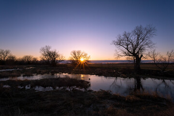 sunset over the river