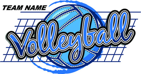 volleyball team design with ball and net for school, college or league
