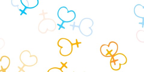 Light Blue, Yellow vector texture with women's rights symbols.
