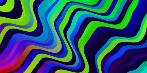 Dark Multicolor vector template with curved lines.