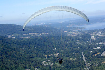 Para gliders catching the warm air up draft from Poo Poo Point to stay airborne. 