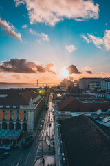 Fototapeta na wymiar sunset in the lisbon town in the city