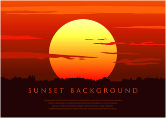 Vector sunset background.  Free space at the bottom.