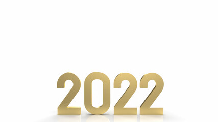 The 2022 gold on white background for happy new year content 3d rendering