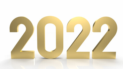 The 2022 gold on white background for happy new year content 3d rendering